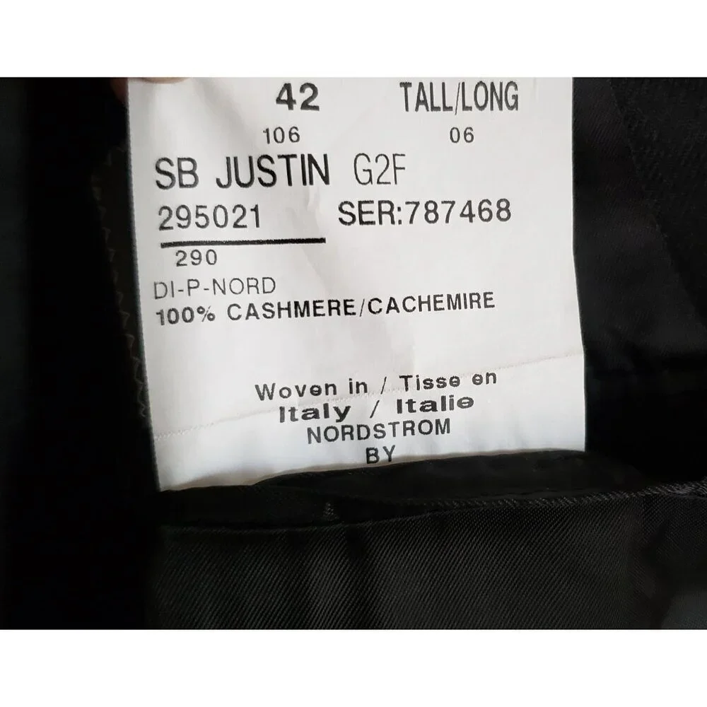 Samuelsohn 100% Cashmere Blazer Jacket Black Size Mens 42 Tall J.P.Tilford Italy